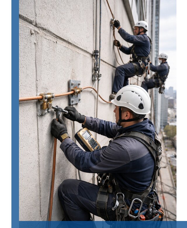 Монтаж системы заземления здания и молниезащиты в Мысках