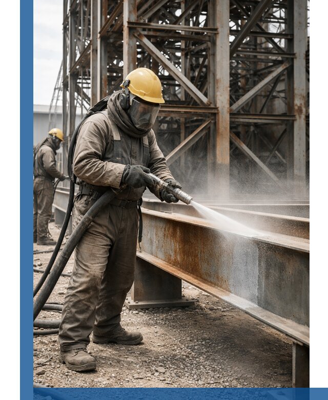 Пескоструйная очистка металлоконструкций в Мысках промышленная