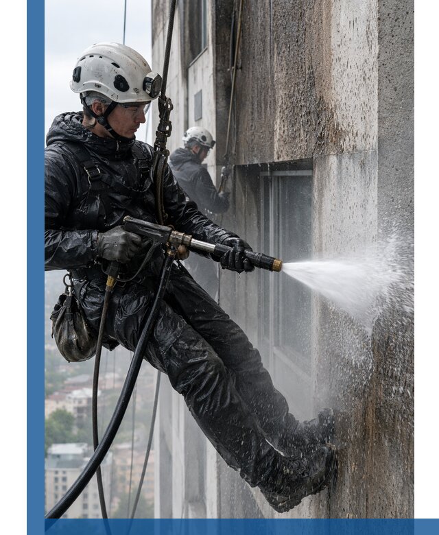 Гидроструйная очистка фасадов и конструкций в Мысках