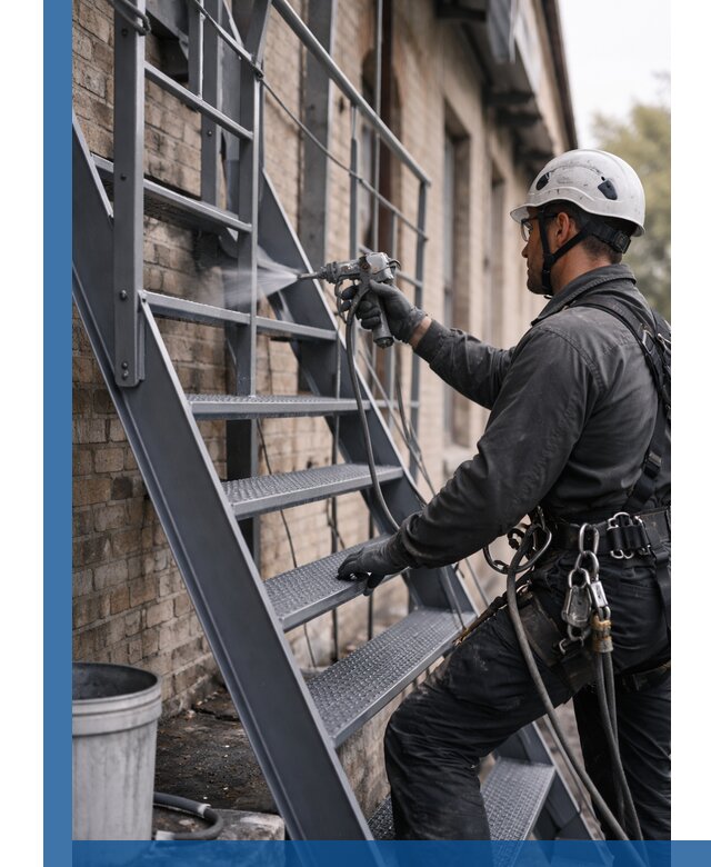 Покраска и антикоррозионная защита пожарных лестниц в Мысках