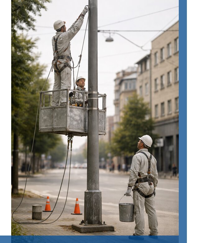 Покраска опор освещения в Мысках от 5072 р. | ВЫСОТНИК-Мси