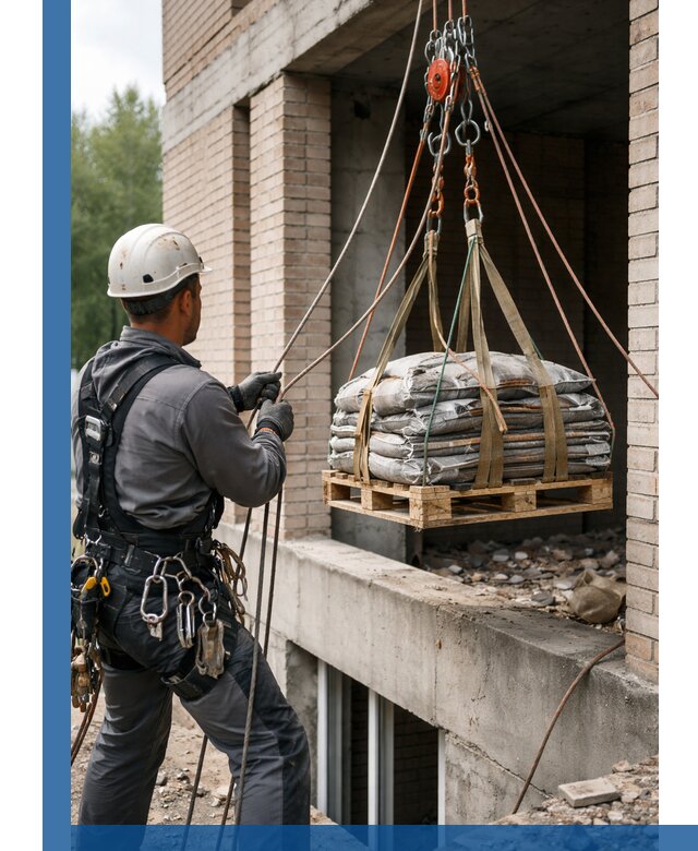 Подъем материалов на этаж веревками в Мысках оперативно