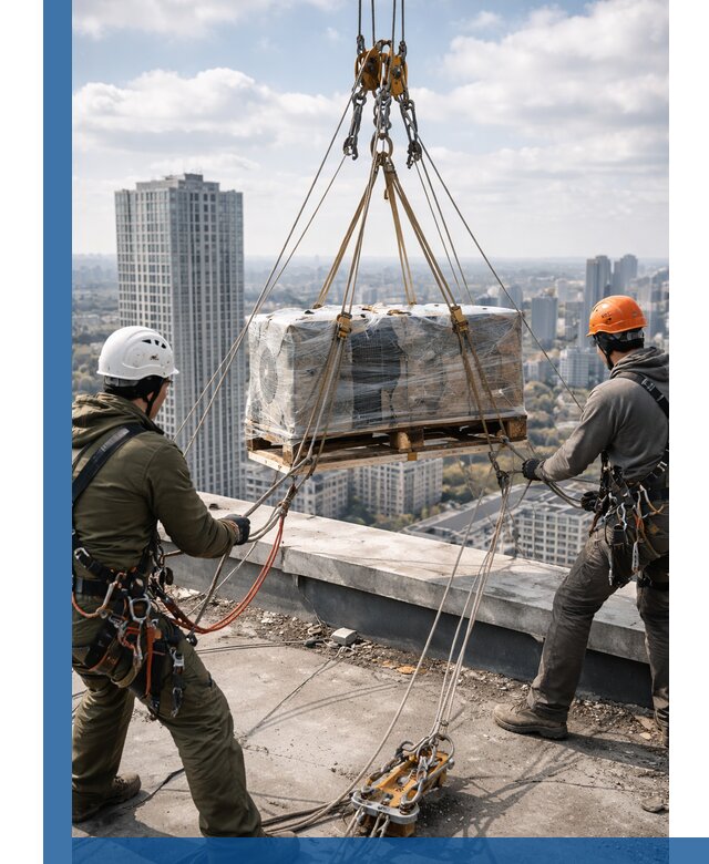 Подъем и монтаж крупногабаритных грузов на крышу в Мысках
