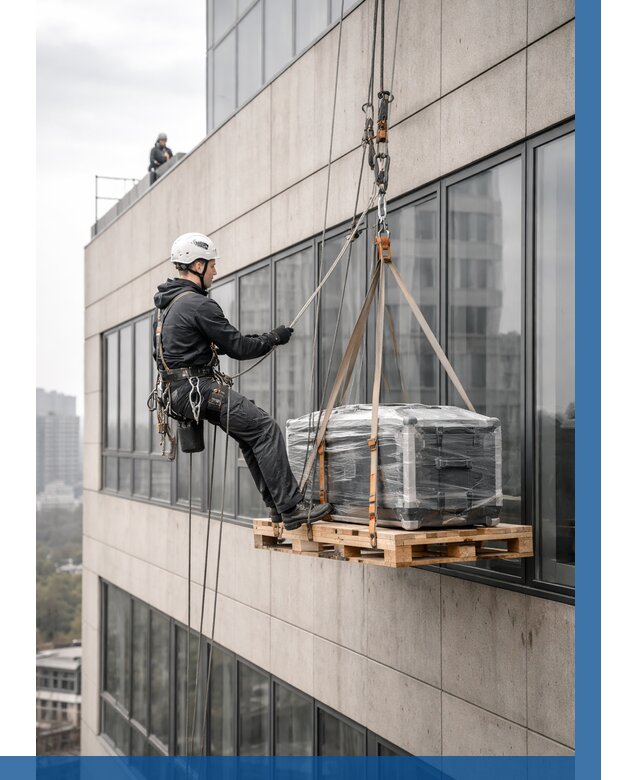 Спуск груза по фасаду в Мысках от 3550 р. | ВЫСОТНИК-Мси