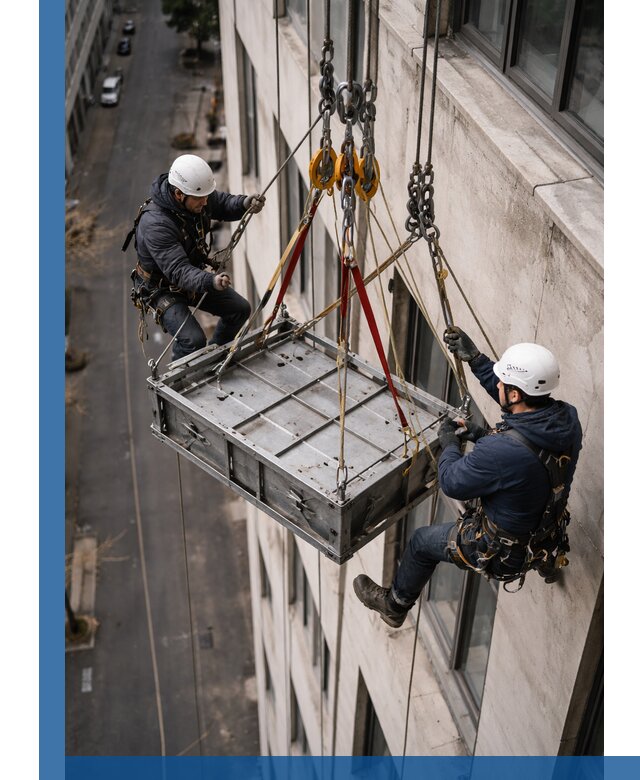 Спуск и подъем грузов по фасаду в Мысках для зданий