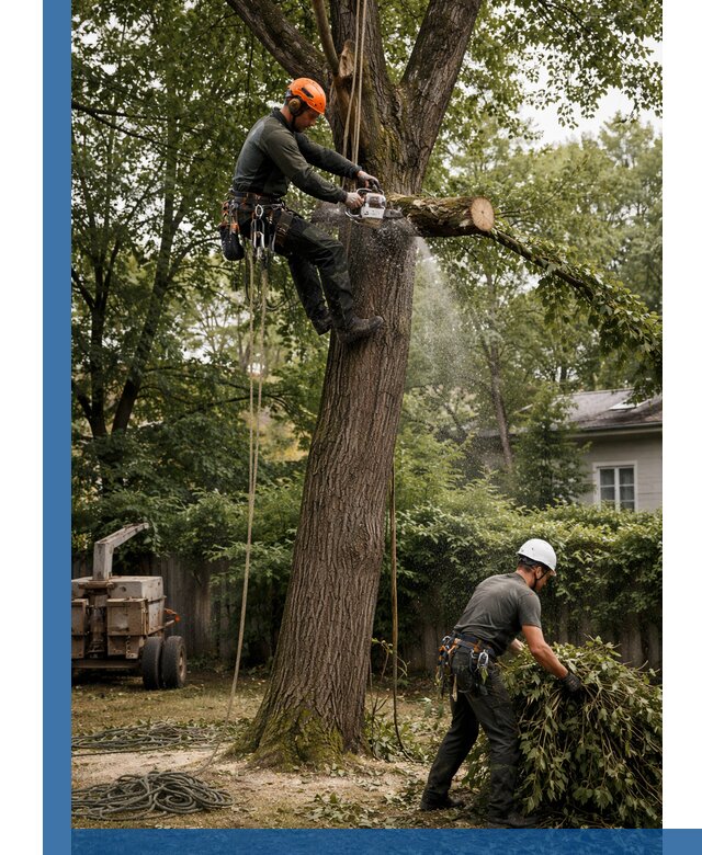 Кронирование деревьев в Мысках, безопасная высотная обрезка