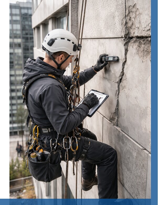 Обследование фасада альпинистами в Мысках от 122 р. | ВЫСОТНИК-Мси