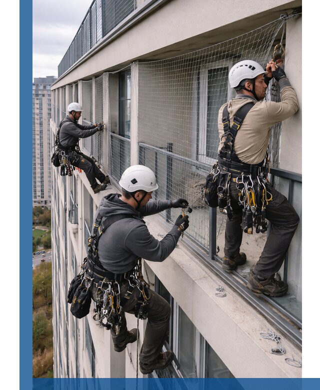 Профессиональный монтаж защитной сетки от птиц в Мысках